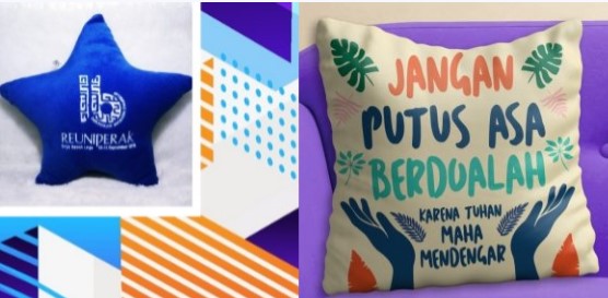 Bantal Sofa Custom Gambar dan Tulisan Cocok Untuk Souvenir!